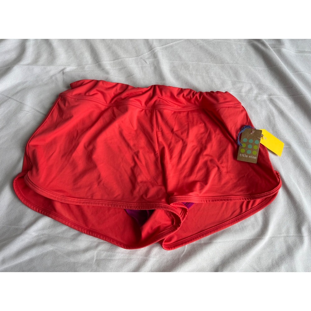 Title Nine Carve Designs Red Magenta Board Swim Shorts Small NWT Active Beach